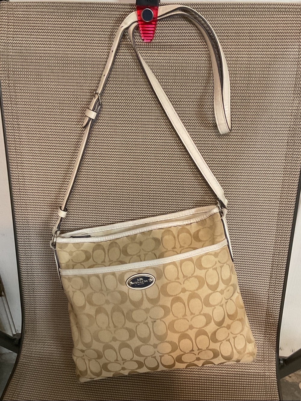 Coach Beige Signature Canvas Crossbody Bag